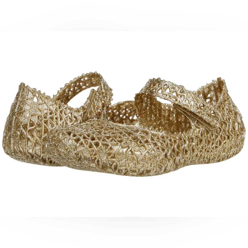 Mini Melissa Campana Mary Jane Flat Gold 8 GUC with box